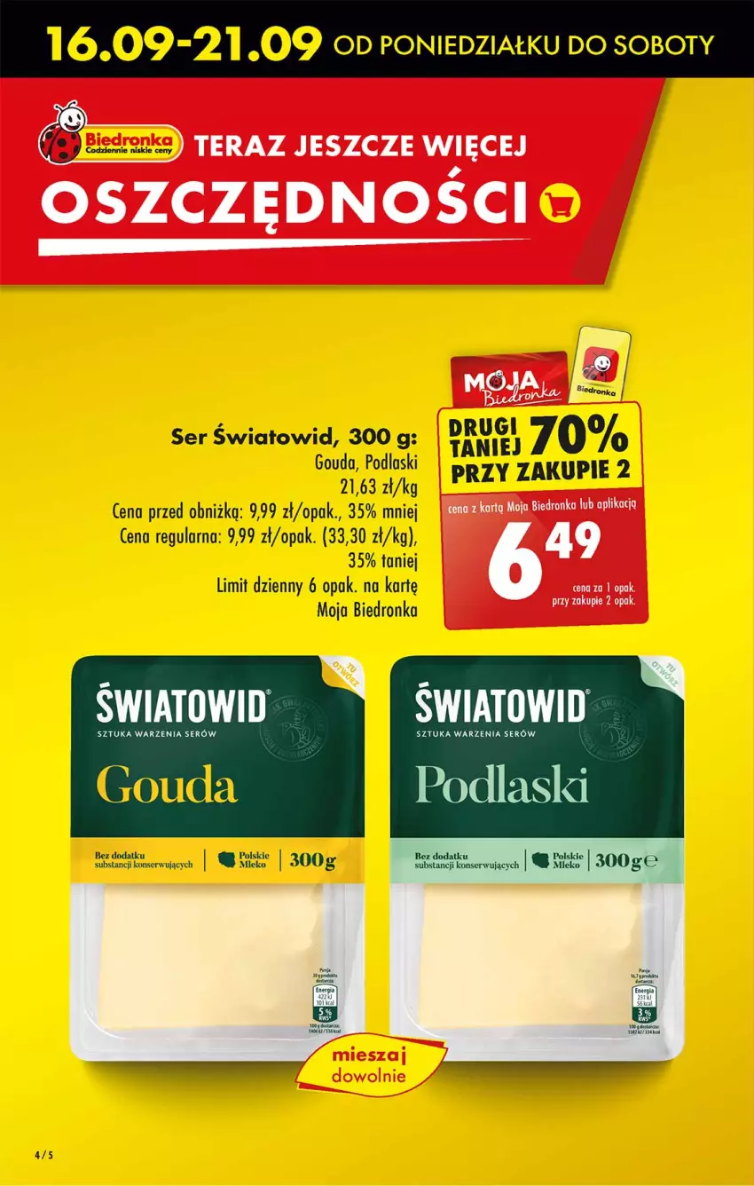 Gazetka promocyjna Biedronka - Od czwartku - ważna 19.09 do 25.09.2024 - strona 4 - produkty: Dron, Gouda, Mleko, Podlaski, Ser, Tera