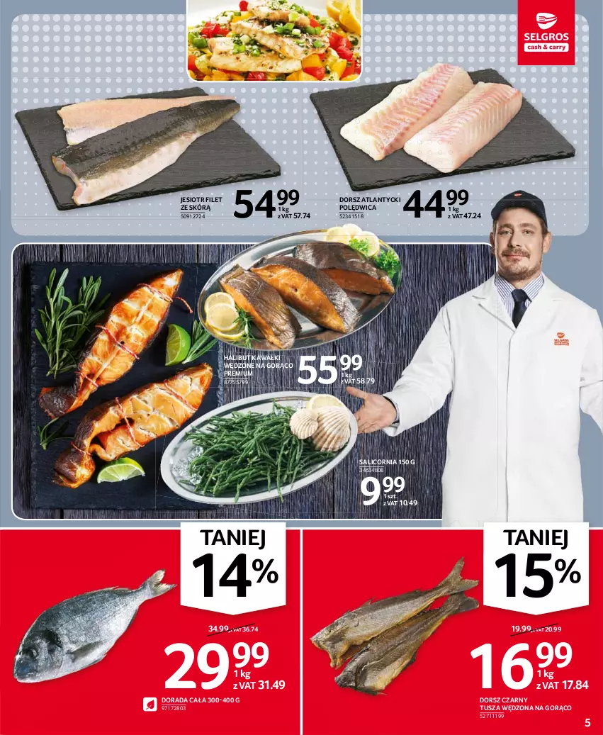 Gazetka promocyjna Selgros - Oferta spożywcza - ważna 06.04 do 14.04.2021 - strona 5 - produkty: Dorsz, Halibut, Kawa, Polędwica, Tusz