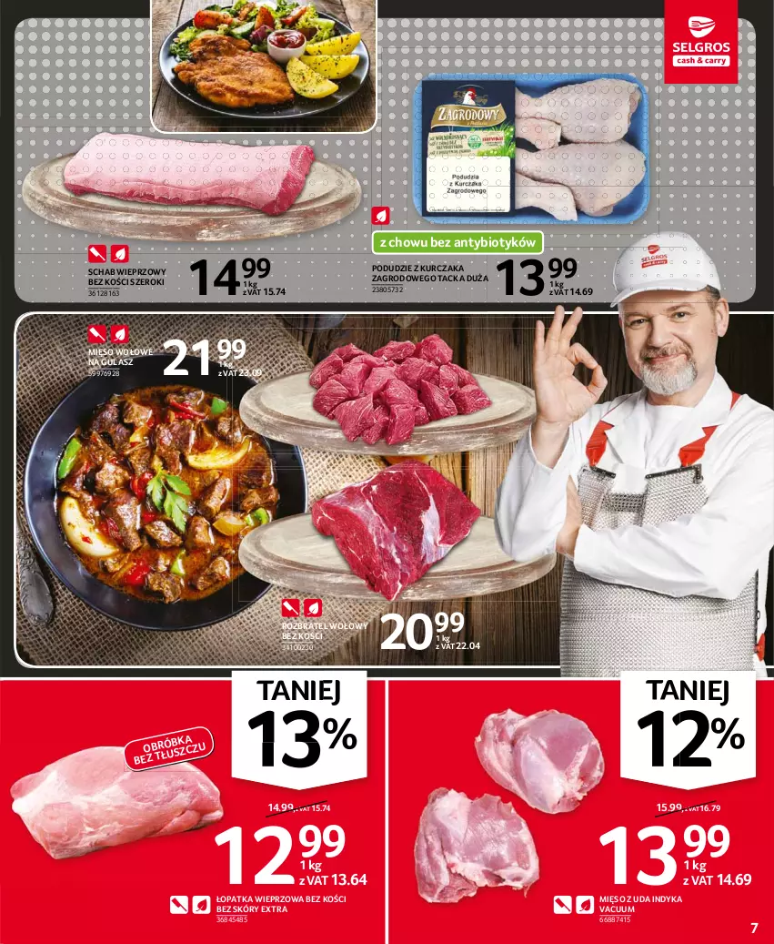 Gazetka promocyjna Selgros - Oferta spożywcza - ważna 06.04 do 14.04.2021 - strona 7 - produkty: Kurczak, Mięso, Mięso wołowe, Podudzie z kurczaka, Rozbratel wołowy, Schab wieprzowy