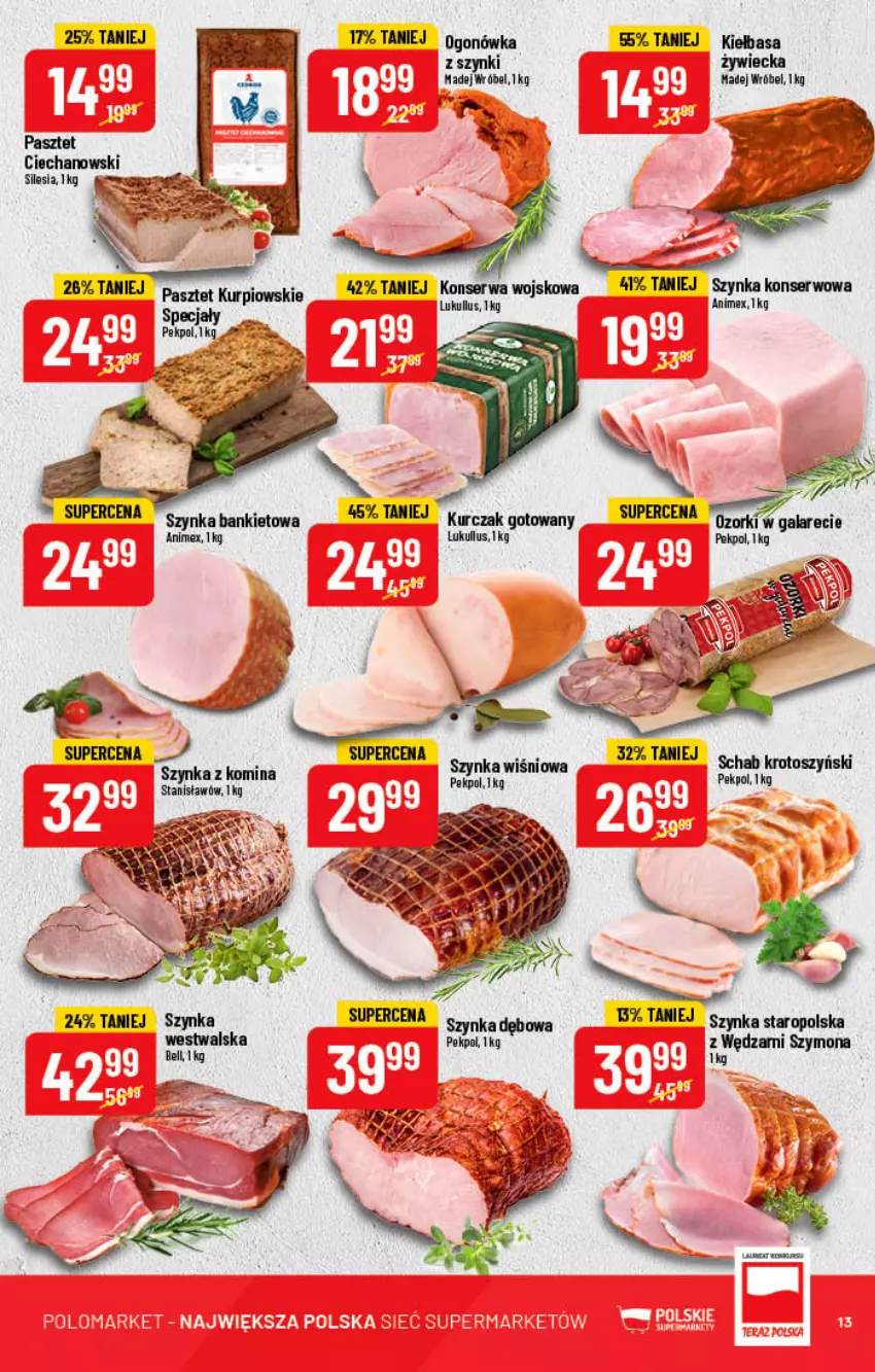 Gazetka promocyjna PoloMarket - Gazetka pomocyjna - ważna 28.12 do 31.12.2022 - strona 13 - produkty: Kiełbasa, Kurczak, Kurczak gotowany, Madej Wróbel, Pasztet, Pekpol, Ser, Szynka, Szynka konserwowa