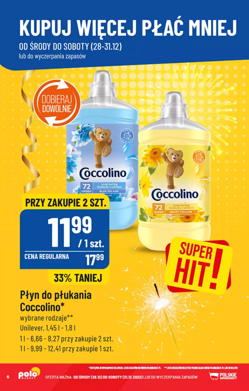 Gazetka promocyjna PoloMarket - Gazetka pomocyjna - ważna 28.12 do 31.12.2022 - strona 6 - produkty: Coccolino, Płyn do płukania