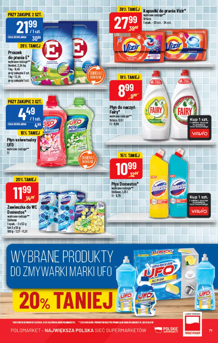 Gazetka promocyjna PoloMarket - Gazetka pomocyjna - ważna 28.12 do 31.12.2022 - strona 71 - produkty: BIC, Domestos, Fa, Fairy, Kapsułki do prania, Proszek do prania, Vizir, Zawieszka do wc