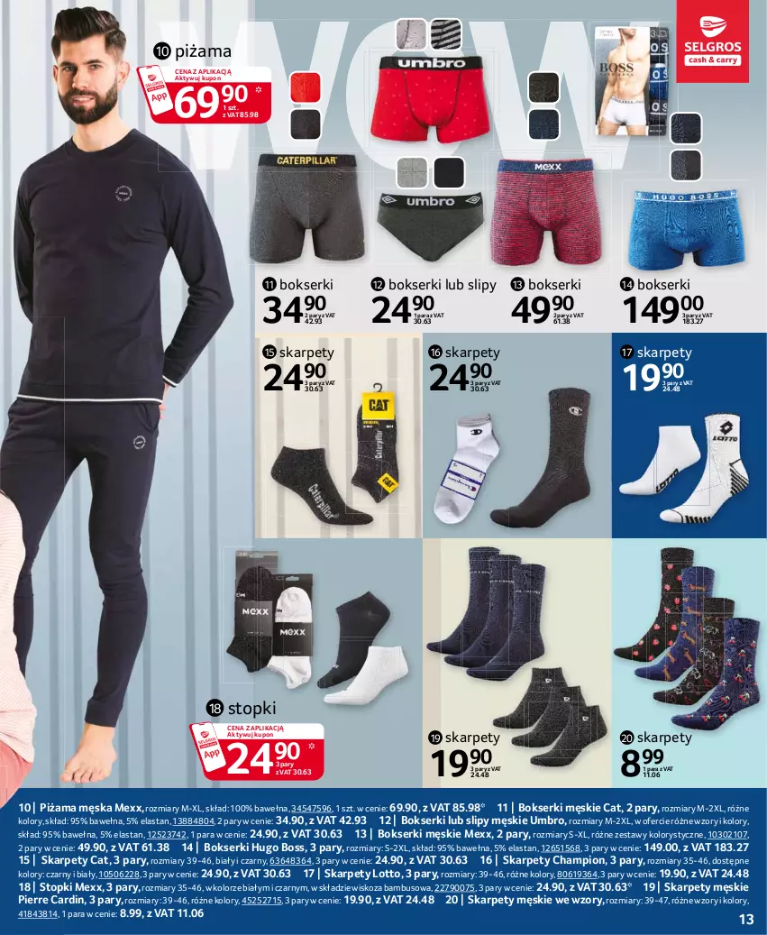 Gazetka promocyjna Selgros - Katalog Tekstylia - ważna 11.03 do 24.03.2021 - strona 13 - produkty: Bokserki, Hugo Boss, Karp, Mexx, Pierre Cardin, Piżama, Ser, Slipy, Top, Wełna