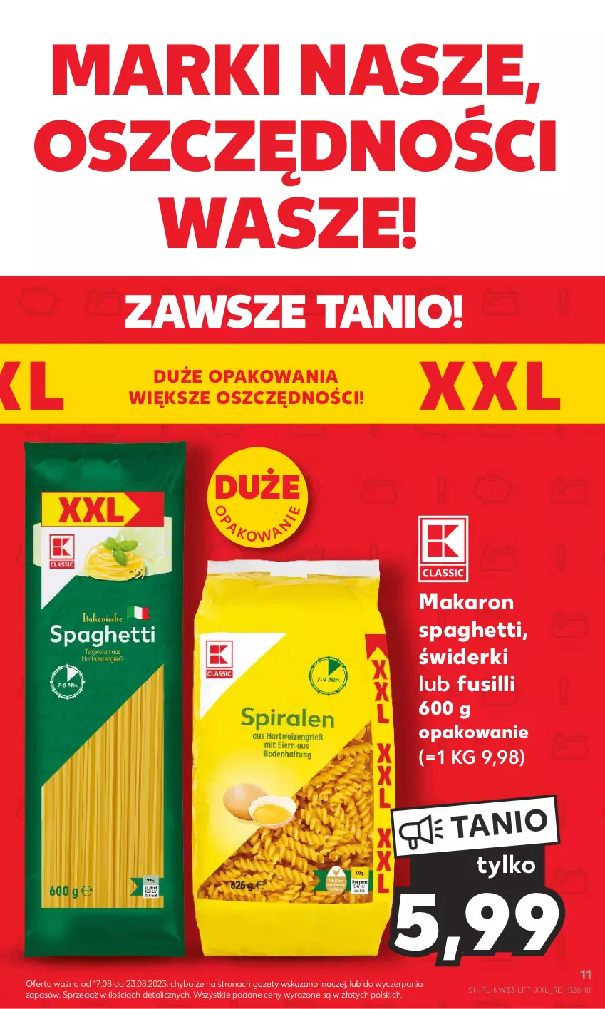 Gazetka promocyjna Kaufland - Gazetka tygodnia - ważna 17.08 do 23.08.2023 - strona 11 - produkty: Makaron, Spaghetti