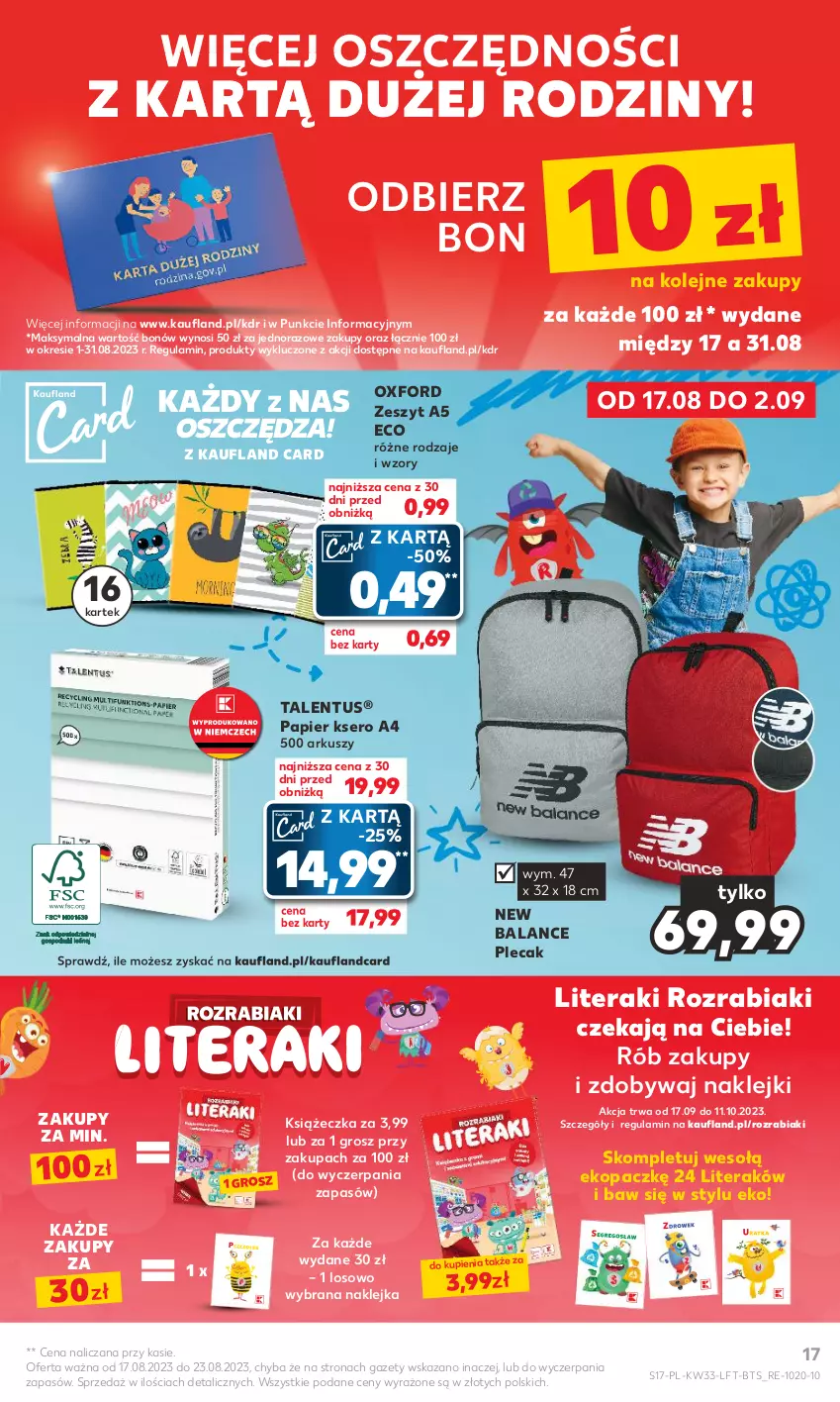 Gazetka promocyjna Kaufland - Gazetka tygodnia - ważna 17.08 do 23.08.2023 - strona 17 - produkty: Klej, Olej, Papier, Plecak, Ser, Tera