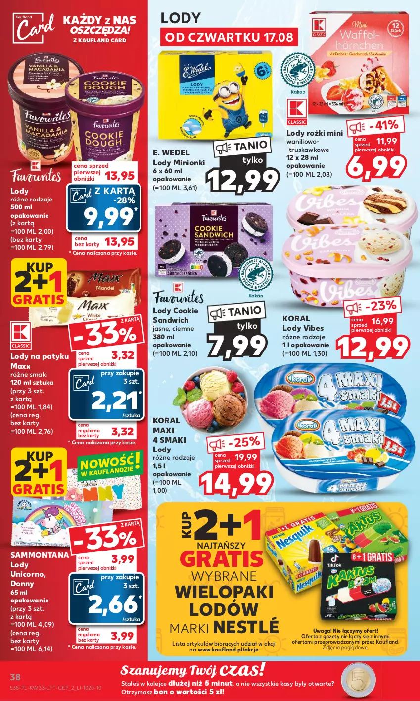 Gazetka promocyjna Kaufland - Gazetka tygodnia - ważna 17.08 do 23.08.2023 - strona 38 - produkty: E. Wedel, Gra, Lody, Nestlé, Olej, Waga