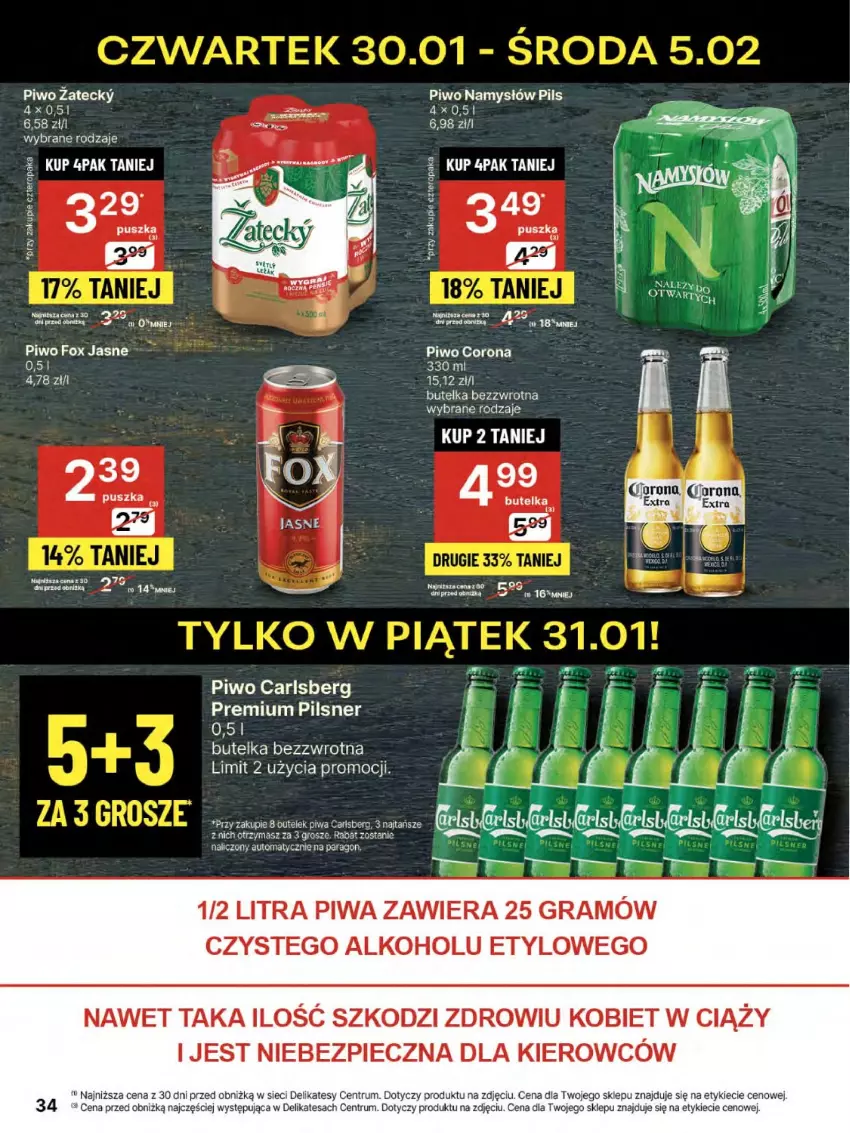 Gazetka promocyjna Delikatesy Centrum - NOWA GAZETKA Delikatesy Centrum od 30 stycznia! 30.01-5.02.2025 - ważna 30.01 do 05.02.2025 - strona 34 - produkty: Carlsberg, Gra, Namysłów, Piec, Piwa, Piwo, Por, Rum