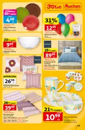 Gazetka promocyjna Auchan - Gazetka 30 Lat Hipermarket Auchan - Gazetka - ważna od 08.07 do 08.07.2026 - strona 29 - produkty: Por, Pościel, Balony, Poduszka dekoracyjna, Salaterka, LANA, Talerz, Narzuta, Kubek, Komplet pościeli, Poduszka, Miska