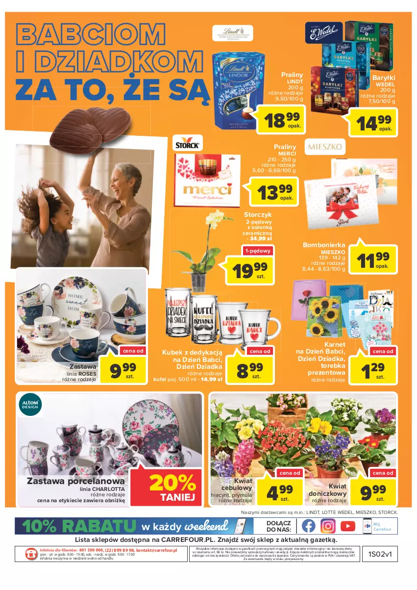 Gazetka promocyjna Carrefour - Gazetka Market - ważna 11.01 do 23.01.2022 - strona 19 - produkty: Baryłki, Hiacynt, Kubek, Lindt, Merci, O nas, Por, Praliny, Prymula, Storczyk, Torebka