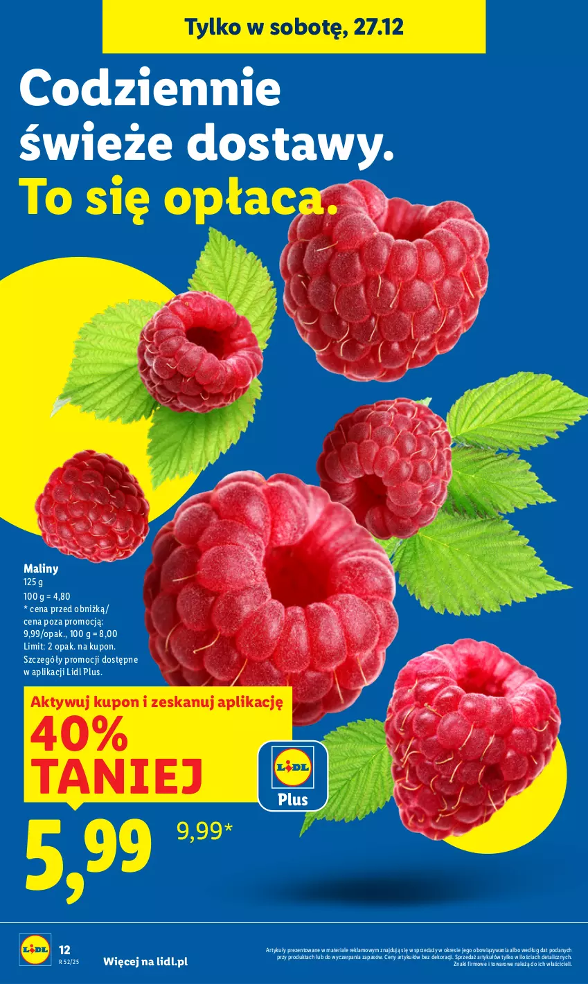 Gazetka promocyjna Lidl - GAZETKA - ważna 27.12 do 27.12.2025 - strona 12 - produkty: Maliny