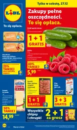 Gazetka promocyjna Lidl - GAZETKA - Gazetka - ważna od 27.12 do 27.12.2025 - strona 1 - produkty: Mięso mielone, Mięso mielone z łopatki wieprzowej, Ser, Gra, Jaja, Ogórek, Chipsy, Chrupki, Pilos, Maliny, POLMLEK, Gouda, Mięso, Mleko