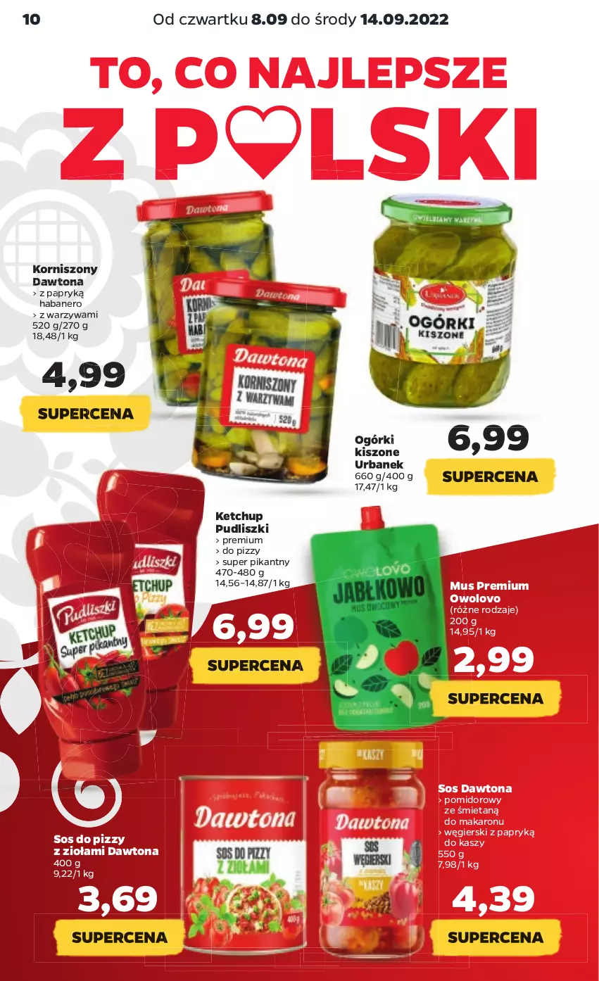 Gazetka promocyjna Netto - Artykuły spożywcze - ważna 08.09 do 14.09.2022 - strona 10 - produkty: Dawtona, Ketchup, Korniszony, Makaron, Mus, Pudliszki, Sos, Sos do pizzy, Warzywa