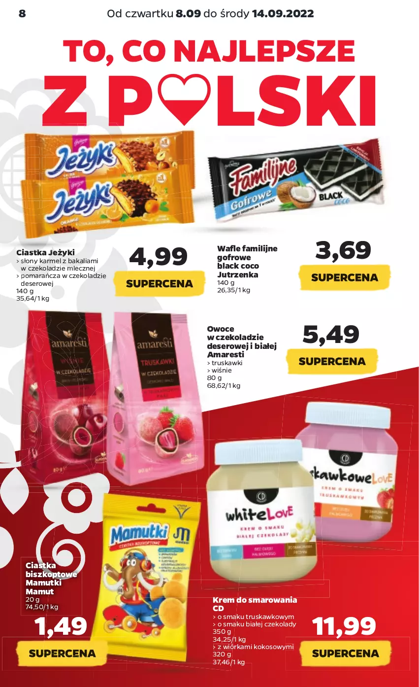 Gazetka promocyjna Netto - Artykuły spożywcze - ważna 08.09 do 14.09.2022 - strona 8 - produkty: Ciastka, Deser, Fa, Jeżyki, Jutrzenka, Kokos, Lack, Owoce, Ser, Truskawki, Wafle