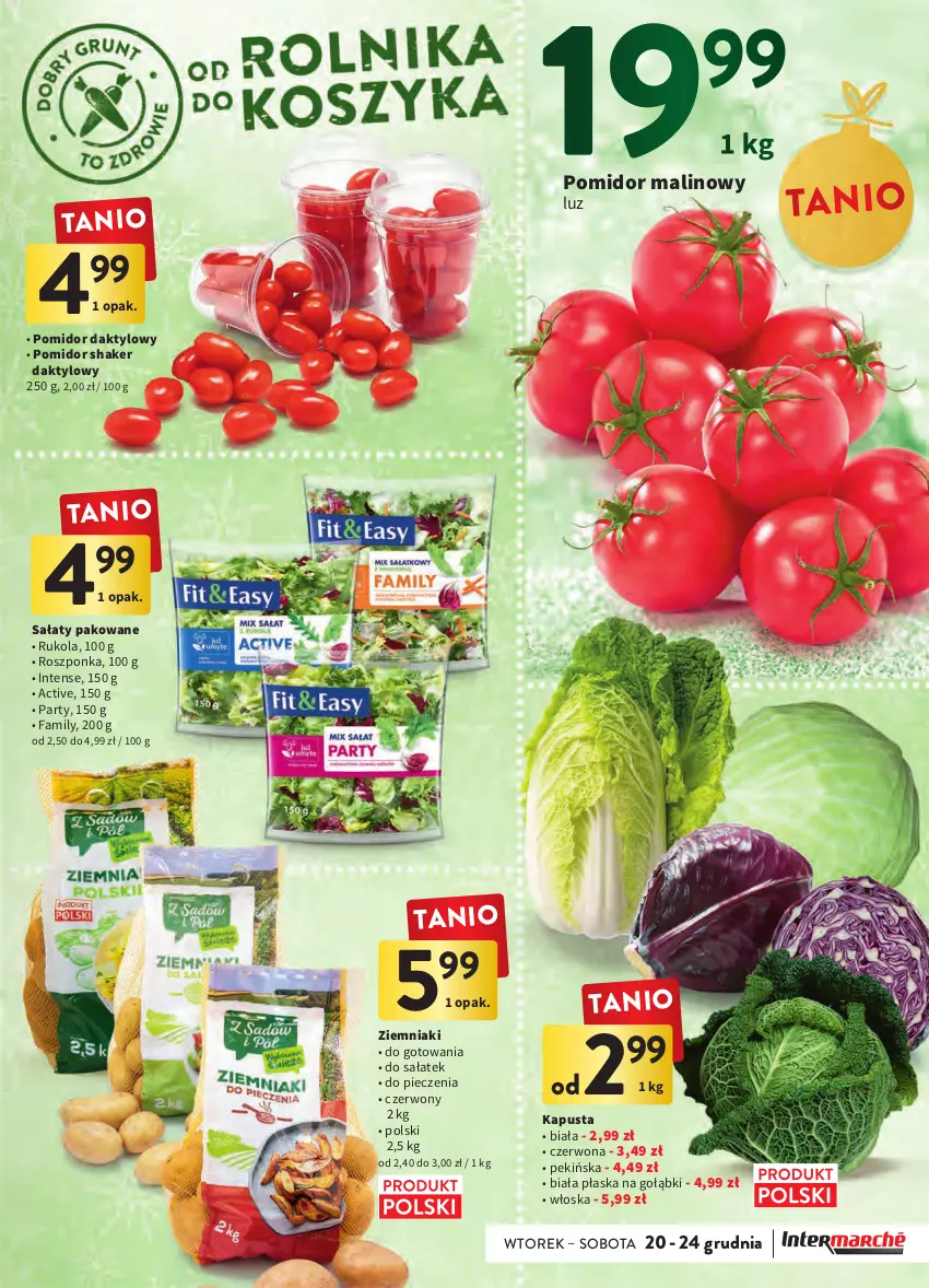 Gazetka promocyjna Intermarche - Gazetka Intermarche - ważna 20.12 do 24.12.2022 - strona 23 - produkty: Fa, Piec, Pomidor malinowy, Roszponka, Rukola, Sałat, Ziemniaki