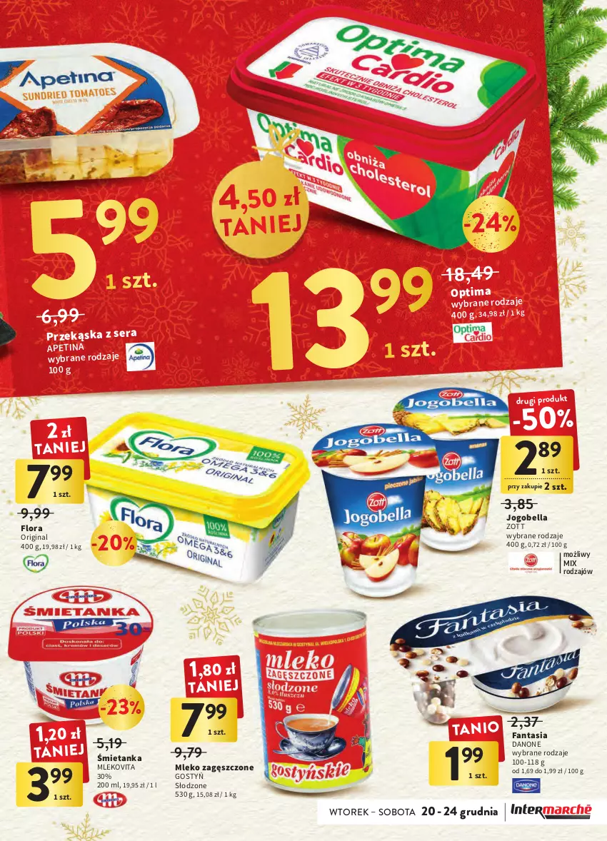 Gazetka promocyjna Intermarche - Gazetka Intermarche - ważna 20.12 do 24.12.2022 - strona 33 - produkty: Bell, Bella, Danone, Fa, Fanta, Flora, Gin, Jogobella, Mleko, Mleko zagęszczone, Mlekovita, Optima, Ser, Zott