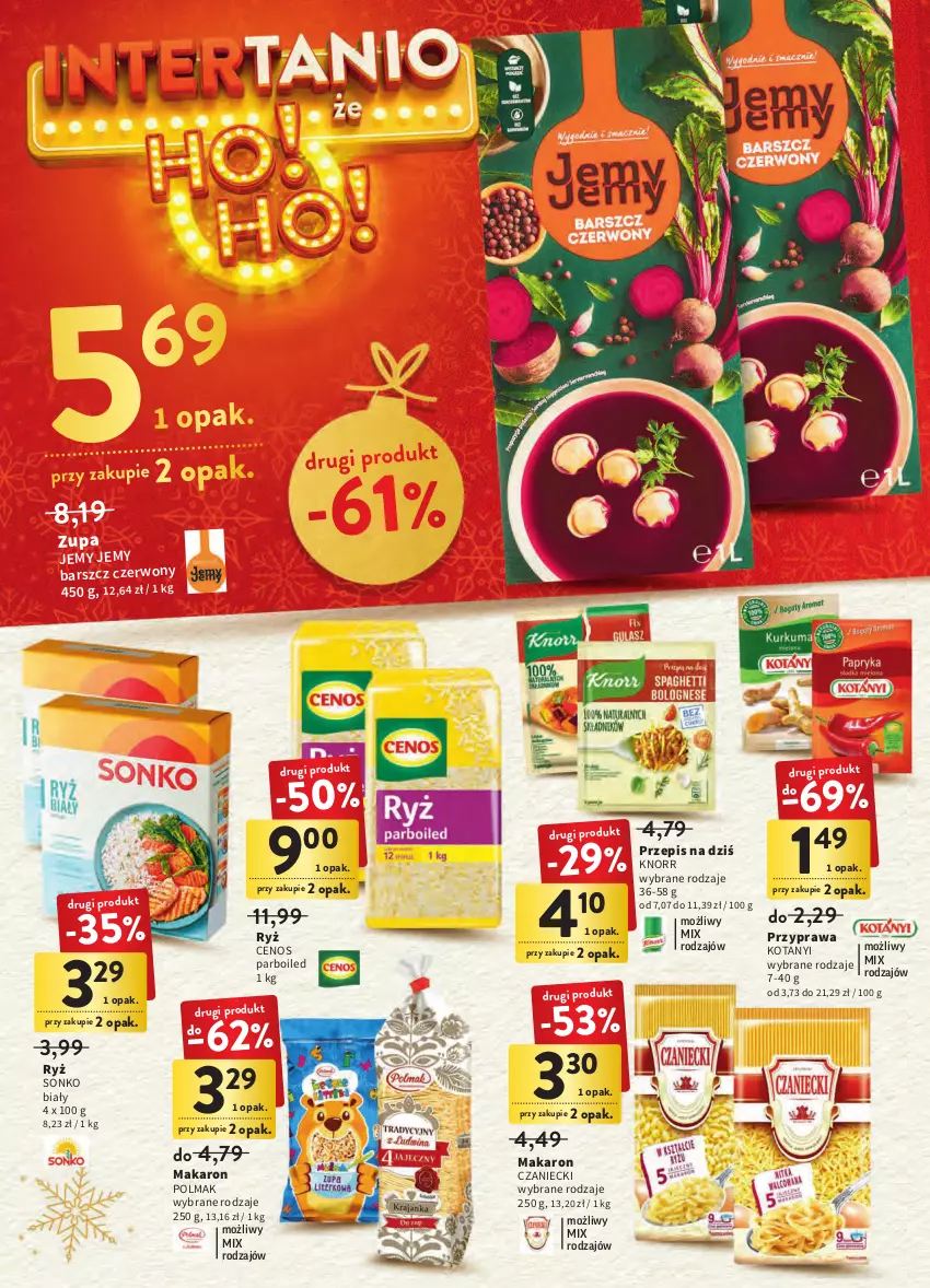 Gazetka promocyjna Intermarche - Gazetka Intermarche - ważna 20.12 do 24.12.2022 - strona 38 - produkty: Cenos, Knorr, Makaron, Olma, Ryż, Sonko, Zupa