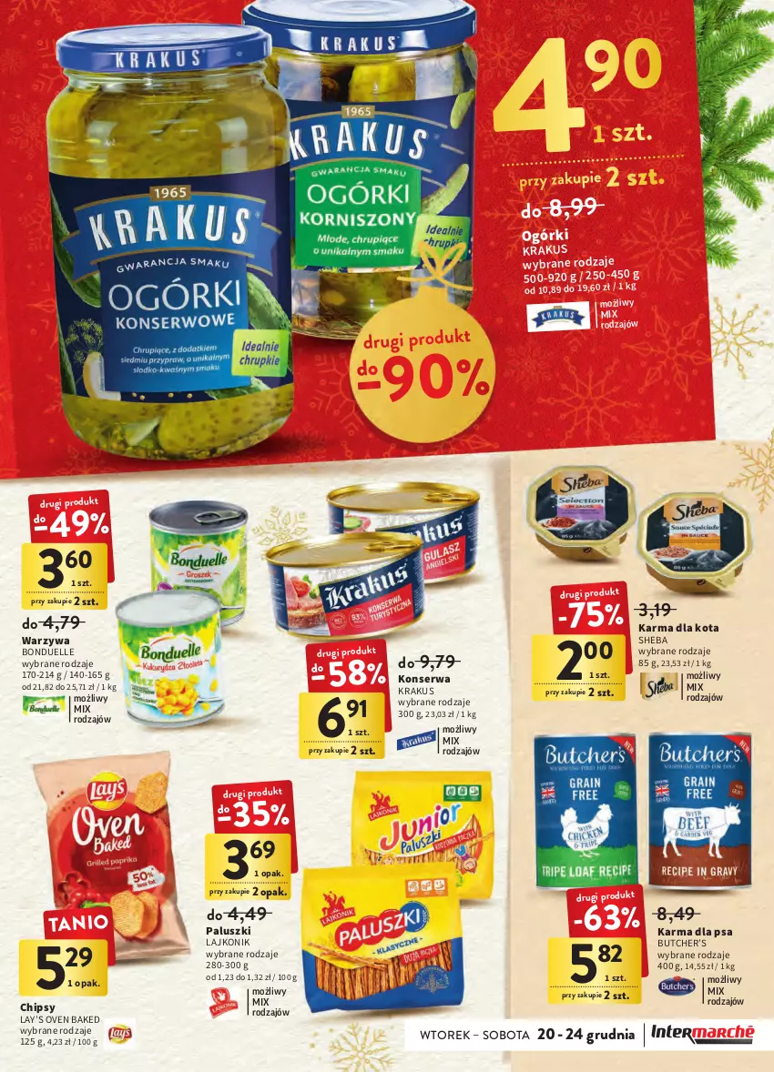 Gazetka promocyjna Intermarche - Gazetka Intermarche - ważna 20.12 do 24.12.2022 - strona 39 - produkty: Bonduelle, Chipsy, Krakus, Lajkonik, Lay’s, Ser, Sheba, Warzywa