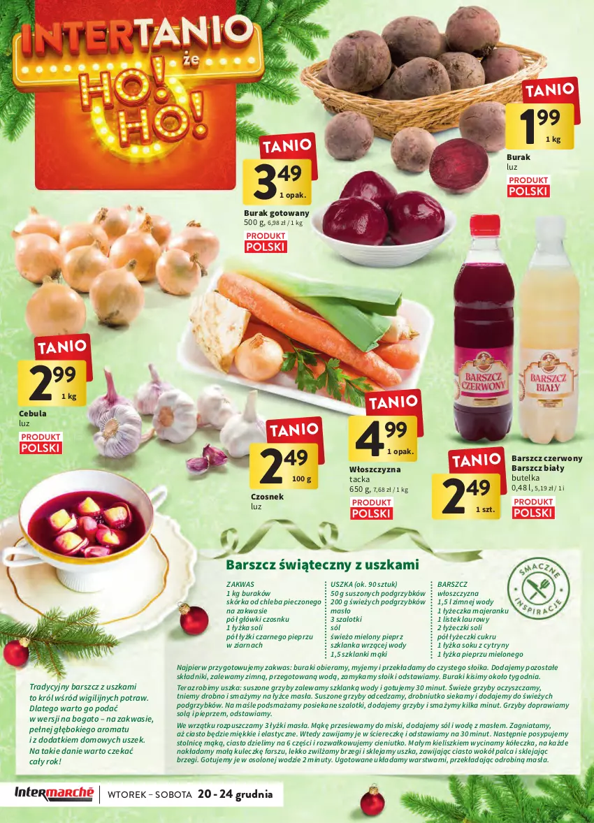 Gazetka promocyjna Intermarche - Gazetka Intermarche - ważna 20.12 do 24.12.2022 - strona 6 - produkty: Buraki, Cebula, Chleb, Cytryny, Czosnek, Fa, Grzyby, Klej, Lanki, Laur, Masło, Nuty, Piec, Pieprz, Sok, Sól, Stek, Szal, Szklanka, Tera