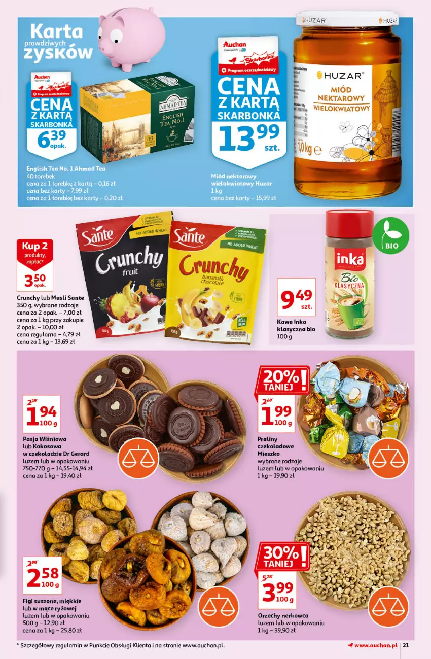 Gazetka promocyjna Auchan - Pięknego Dnia Kobiet Hipermarkety - ważna 04.03 do 10.03.2021 - strona 21 - produkty: Dr Gerard, Figi, Inka, Kawa, Kokos, Mus, Nektar, Praliny, Ryż, Sante