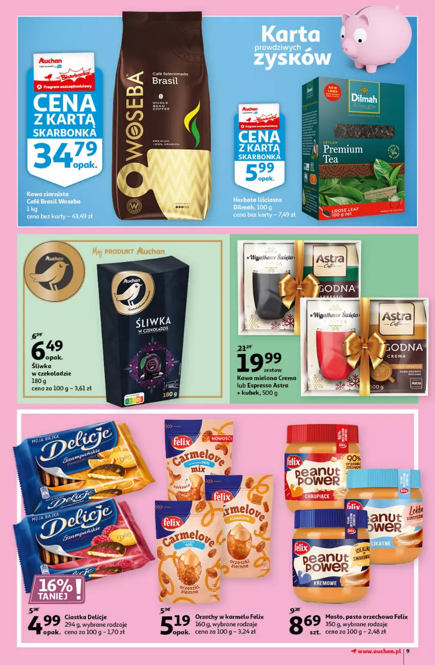 Gazetka promocyjna Auchan - Pięknego Dnia Kobiet Hipermarkety - ważna 04.03 do 10.03.2021 - strona 9 - produkty: Ciastka, Delicje, Felix, Gra, Kawa, Kawa mielona, Masło