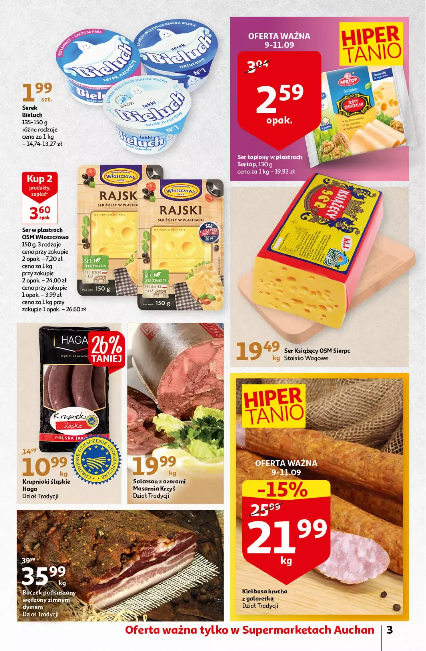 Gazetka promocyjna Auchan - Odkryj z nami regionalne smaki Supermarkety - ważna 09.09 do 15.09.2021 - strona 3 - produkty: Bieluch, Gala, Kiełbasa, Kiełbasa krucha, Salceson, Ser, Serek