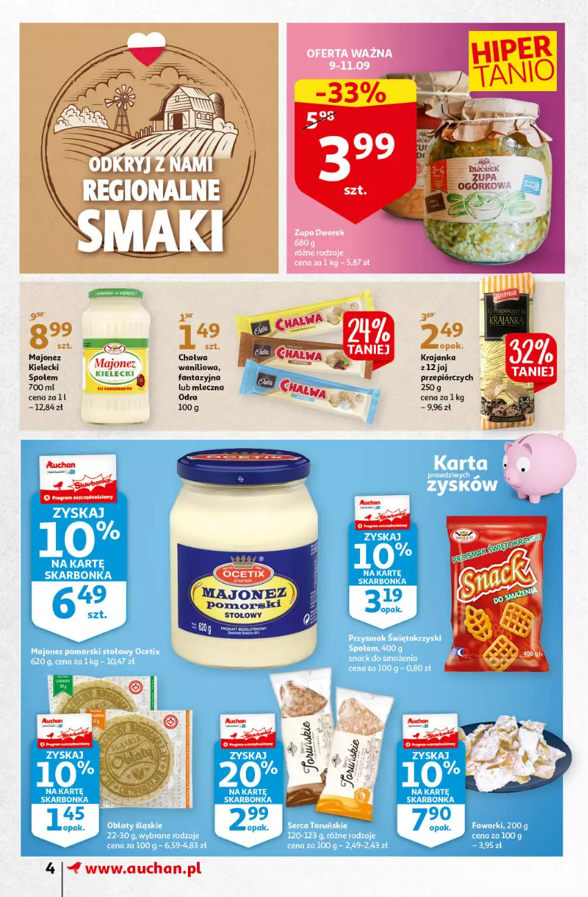 Gazetka promocyjna Auchan - Odkryj z nami regionalne smaki Supermarkety - ważna 09.09 do 15.09.2021 - strona 4 - produkty: Chałwa, Fa, Fanta, Majonez