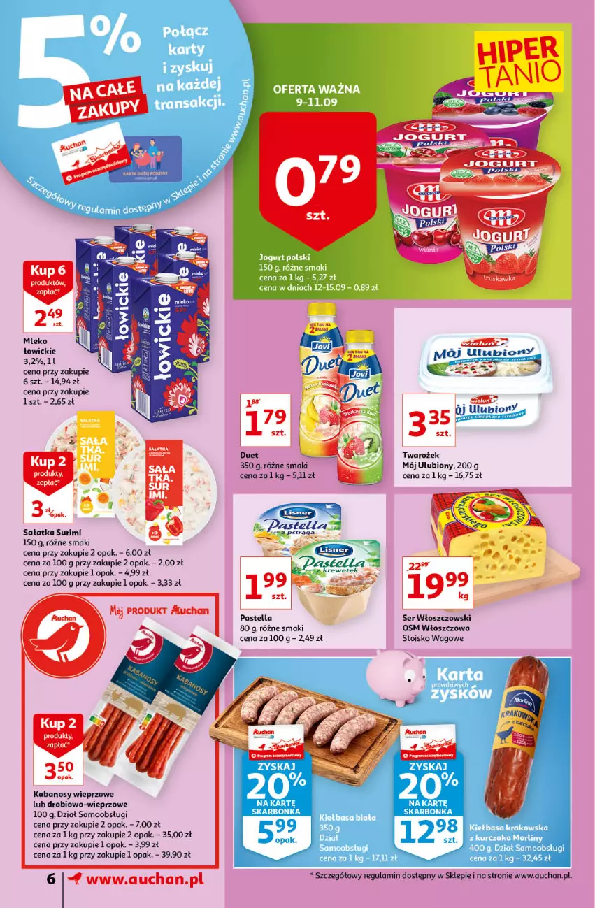 Gazetka promocyjna Auchan - Odkryj z nami regionalne smaki Supermarkety - ważna 09.09 do 15.09.2021 - strona 6 - produkty: Fa, Kabanos, Pastella, Sałat, Sałatka, Ser, Surimi