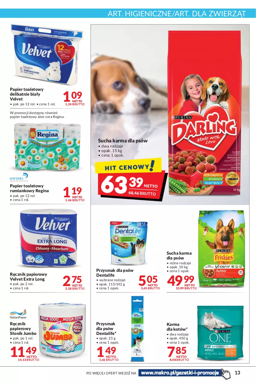 Gazetka promocyjna Makro - [Oferta promocyjna] Artykuły spożywcze i przemysłowe - ważna 04.05 do 16.05.2022 - strona 13 - produkty: Aloe vera, Gin, Papier, Papier toaletowy, Ręcznik, Rum, Sucha karma, Velvet