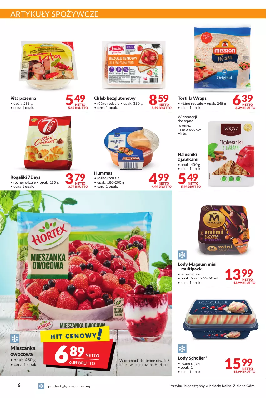 Gazetka promocyjna Makro - [Oferta promocyjna] Artykuły spożywcze i przemysłowe - ważna 04.05 do 16.05.2022 - strona 6 - produkty: Artykuły spożywcze, Chleb, Chleb bezglutenowy, Hortex, Hummus, Jabłka, Lody, Mus, Naleśniki, Owoce, Rogal, Tortilla, Virtu