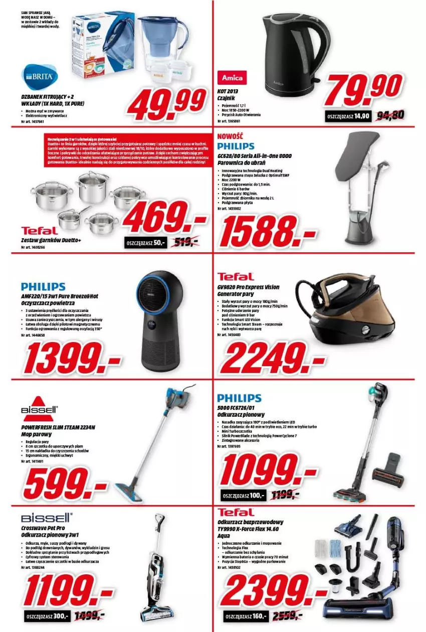 Gazetka promocyjna Media Markt - Gazetka Media Markt - ważna 07.12 do 13.12.2021 - strona 3 - produkty: Bateria, Czajnik, Dywan, Dzbanek, Fa, Generator pary, Gres, Listwa, Mop, Mop parowy, Oczyszczacz powietrza, Odkurzacz, Odkurzacz bezprzewodowy, Ogrzewanie, Optima, Parownica, Philips, Płyta, Por, Pur, Ser, Sok, Sprzątanie, Szczotka, Tefal, Top