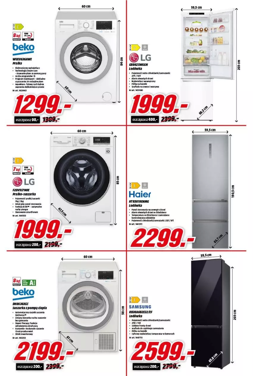 Gazetka promocyjna Media Markt - Gazetka Media Markt - ważna 07.12 do 13.12.2021 - strona 4 - produkty: Beko, Drzwi, Fa, Gra, Haier, LG, Lodówka, Owoce, Półka, Pralka, Pralki, Samsung, Suszarka, Suszarki, Warzywa