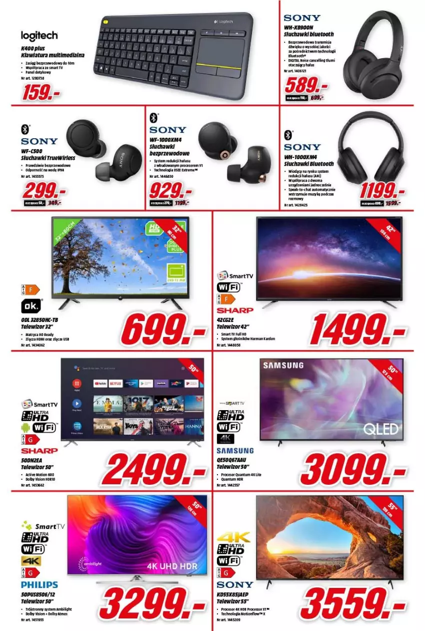 Gazetka promocyjna Media Markt - Gazetka Media Markt - ważna 07.12 do 13.12.2021 - strona 8 - produkty: Głośnik, HD ready, Klawiatura, Logitech, Por, Procesor, Samsung, Słuchawki, Słuchawki bezprzewodowe, Słuchawki bluetooth, Smart tv, Sok, Sony, Telewizor