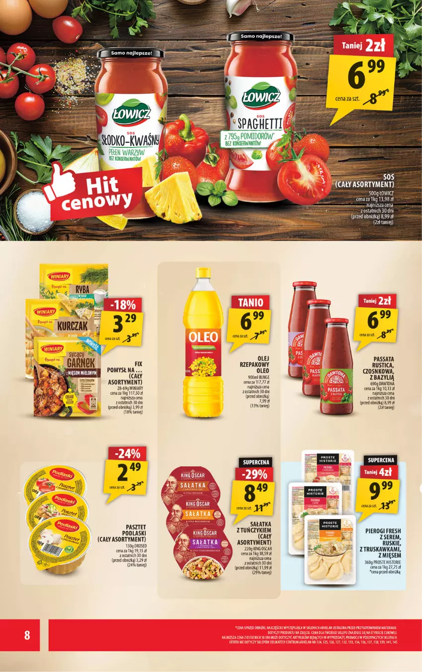 Gazetka promocyjna Arhelan - Gazetka - ważna 16.01 do 25.01.2026 - strona 8 - produkty: Bazyl, Dawtona, Olej, Olej rzepakowy, Oleo, Pasztet, Pierogi, Podlaski, Rust, Sałat, Sałatka, Ser, Tuńczyk, Winiary