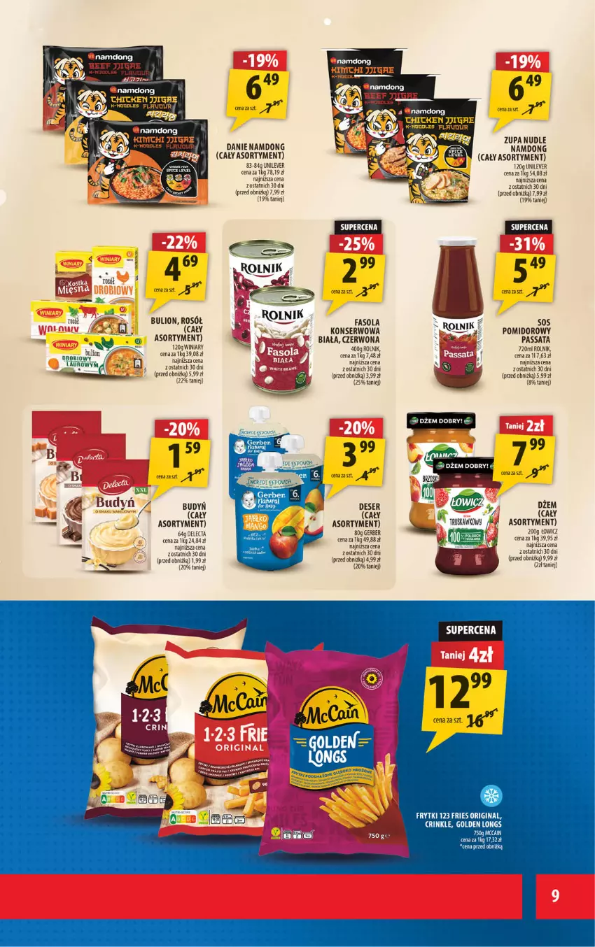 Gazetka promocyjna Arhelan - Gazetka - ważna 16.01 do 25.01.2026 - strona 9 - produkty: Budyń, Bulion, Delecta, Deser, Dżem, Fa, Fasola, Frytki, Gerber, Gin, Lion, Mus, Rolnik, Rosół, Ser, Winiary, Zupa