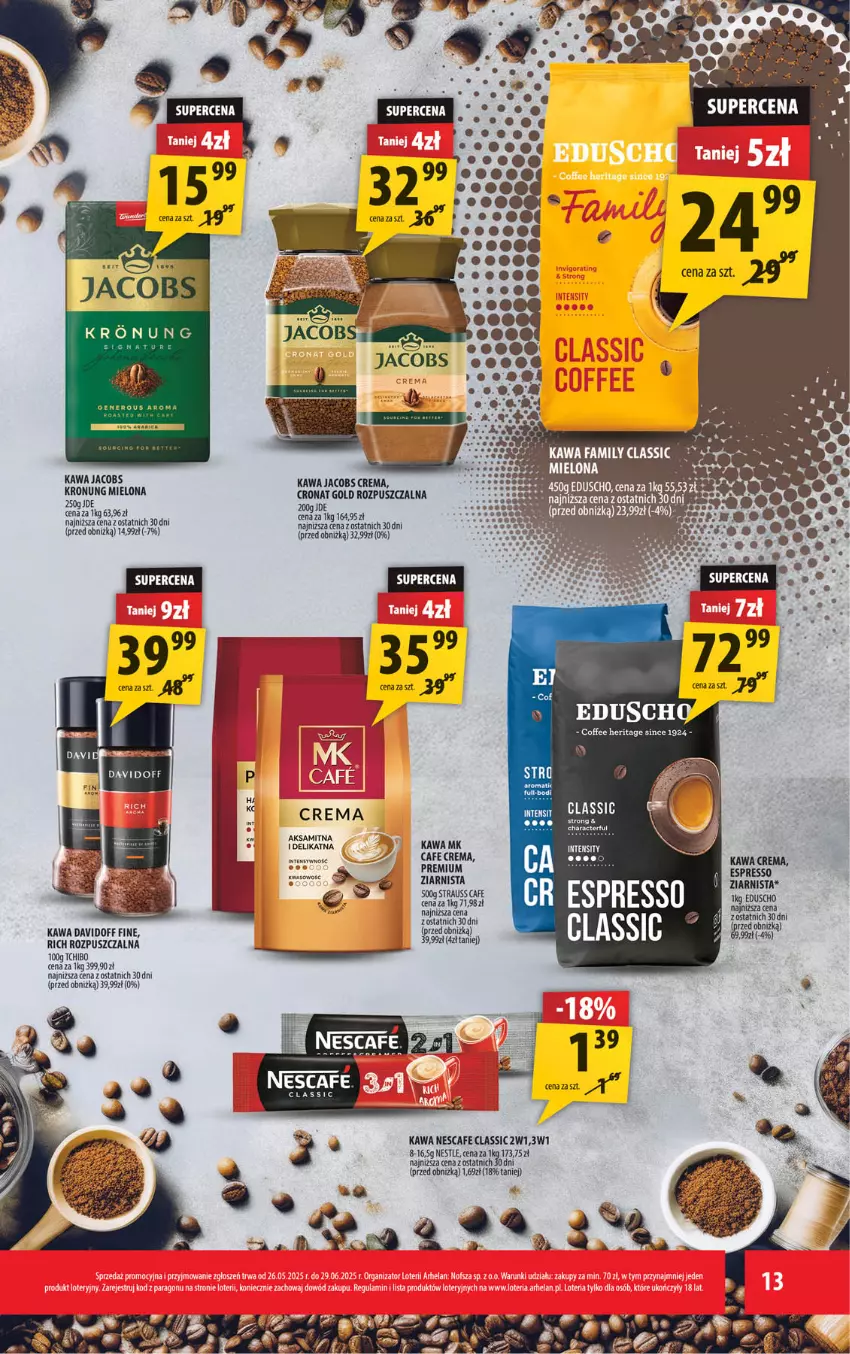 Gazetka promocyjna Arhelan - Gazetka - ważna 16.06 do 29.06.2025 - strona 13 - produkty: Aksam, Davidoff, Jacobs, Kawa, Por, Tchibo