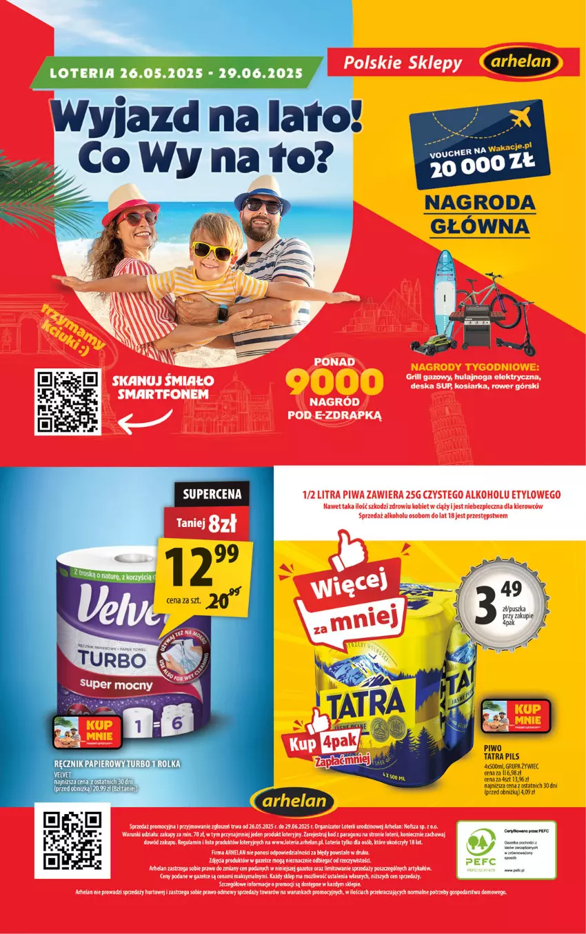 Gazetka promocyjna Arhelan - Gazetka - ważna 16.06 do 29.06.2025 - strona 20 - produkty: Papier, Piwo, Ręcznik, Tatra