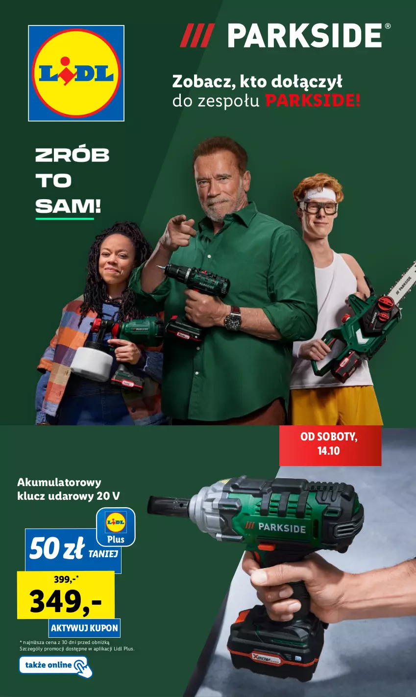 Gazetka promocyjna Lidl - GAZETKA - ważna 14.10 do 14.10.2023 - strona 1 - produkty: Akumulator, Klucz udarowy, Parkside