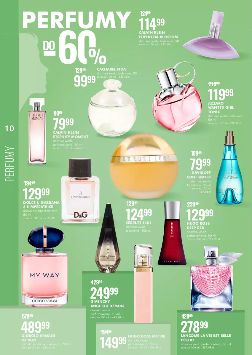 Gazetka promocyjna Super Pharm - Gazetka - ważna 19.08 do 31.08.2022 - strona 10 - produkty: Azzaro, Bell, Cacharel, Calvin Klein, Cerruti, Giorgio Armani, Givenchy, Hugo Boss, Lancôme, Perfum, Woda, Woda perfumowana, Woda toaletowa