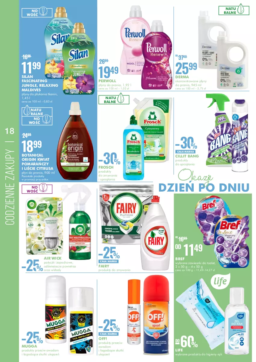 Gazetka promocyjna Super Pharm - Gazetka - ważna 19.08 do 31.08.2022 - strona 18 - produkty: Air Wick, Cillit Bang, Gin, Perwoll, Płyn do prania, Silan, Zawieszki