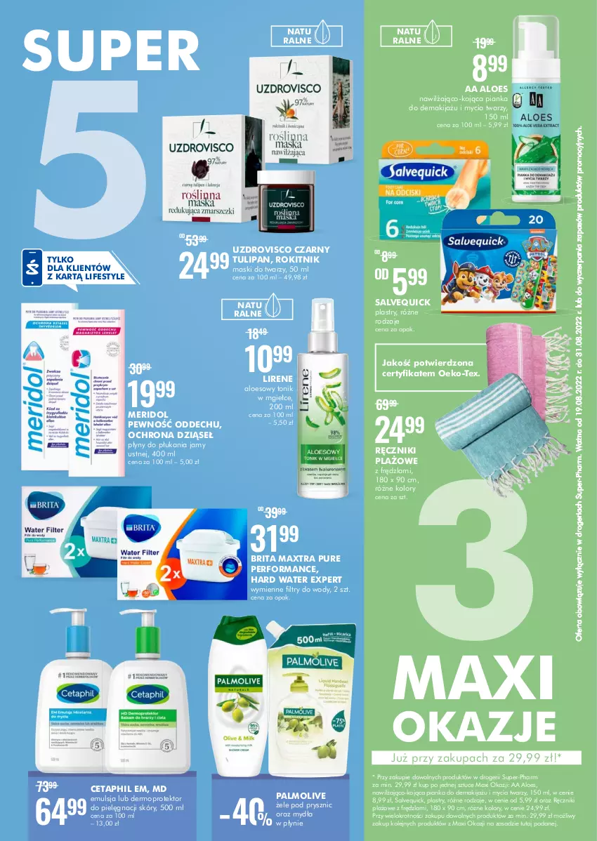 Gazetka promocyjna Super Pharm - Gazetka - ważna 19.08 do 31.08.2022 - strona 2 - produkty: Brit, Brita, Brita Maxtra, Cetaphil, Emulsja, Lirene, Makijaż, Mop, Olej, Palmolive, Pur, Tonik, Tulipan