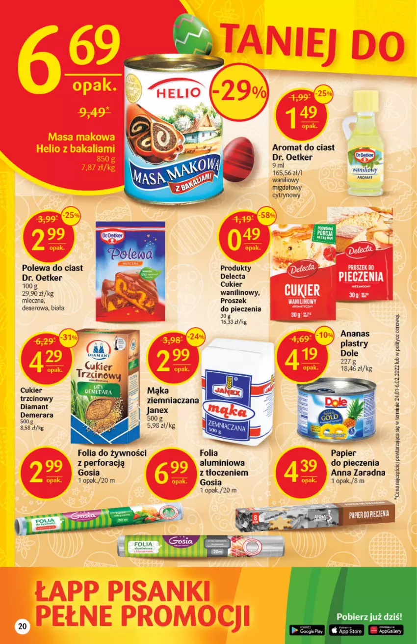 Gazetka promocyjna Delikatesy Centrum - Gazetka DC14 - ważna 07.04 do 18.04.2022 - strona 20 - produkty: Ananas, Cukier, Deser, Dr. Oetker, Mąka, Piec, Ser