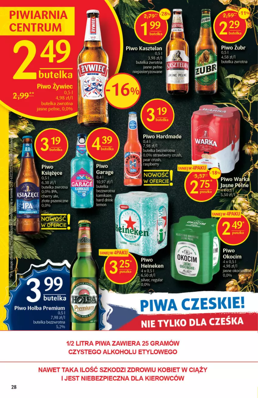 Gazetka promocyjna Delikatesy Centrum - Gazetka DC14 - ważna 07.04 do 18.04.2022 - strona 28 - produkty: Fa, Gra, Heineken, Kasztelan, Koc, Okocim, Piec, Piwa, Piwo, Warka