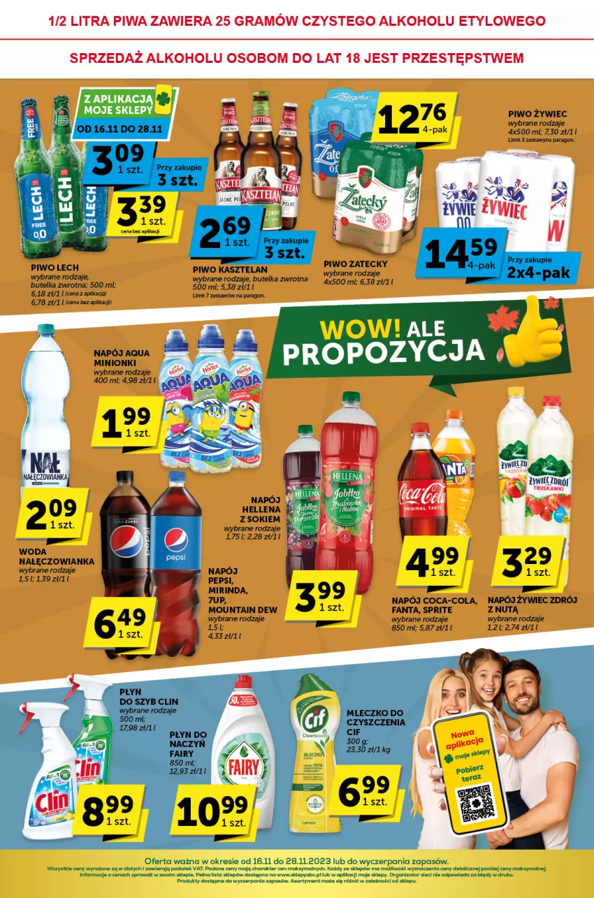 Gazetka promocyjna ABC - ważna 16.11 do 28.11.2023 - strona 4 - produkty: 7up, Coca-Cola, Fa, Fanta, Hellena, Kasztelan, Mirinda, Nałęczowianka, Napój, Pepsi, Piwo, Sok, Sprite, Woda