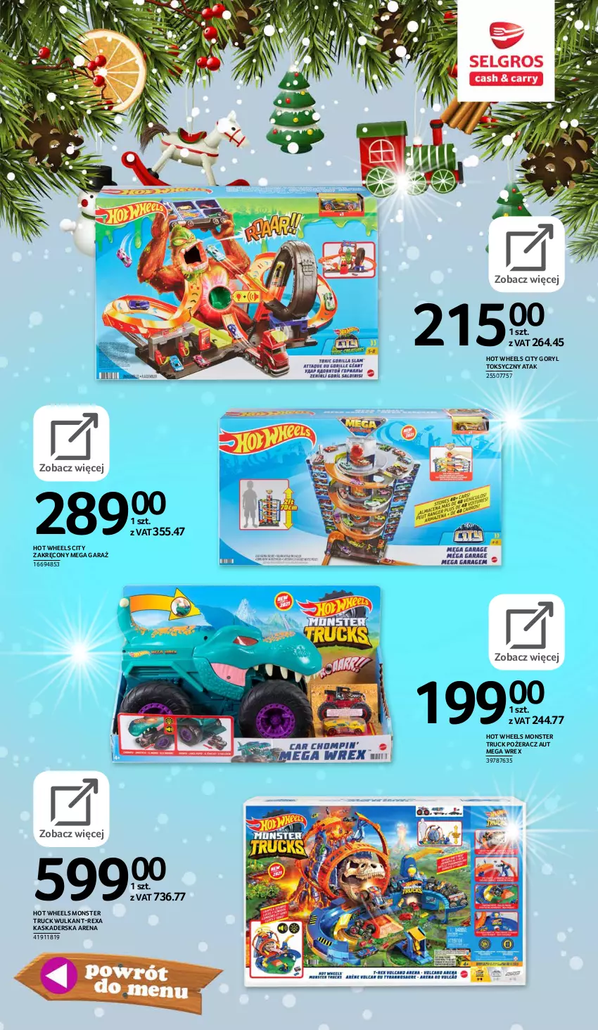 Gazetka promocyjna Selgros - E-katalog zabawki - ważna 10.11 do 24.12.2021 - strona 78 - produkty: Garaż, Hot Wheels, Kask, Kaskaderska arena, Monster truck