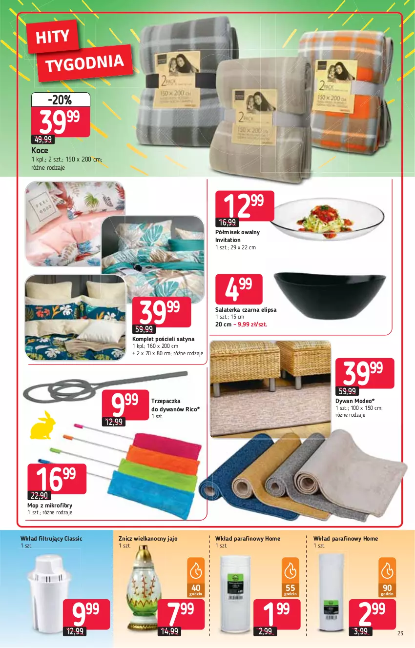 Gazetka promocyjna Stokrotka - Supermarket - ważna 25.03 do 31.03.2021 - strona 23 - produkty: Dywan, Koc, Komplet pościeli, Mop, Pościel, Salaterka, Trzepaczka, Znicz