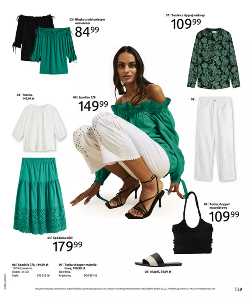 Gazetka promocyjna Bonprix - MODNY LUZ - ważna 15.07 do 25.08.2025 - strona 31 - produkty: Fa, Klapki, Por, Spódnica, Spodnie, Torba, Tunika