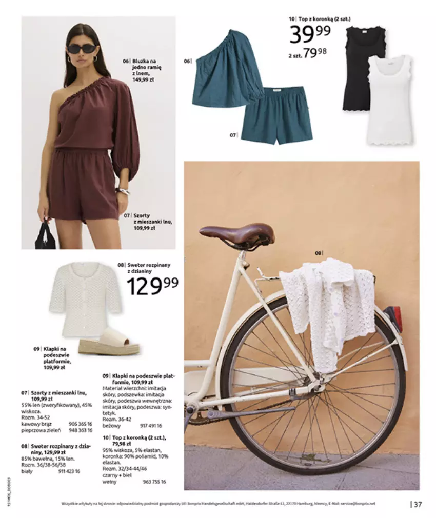 Gazetka promocyjna Bonprix - MODNY LUZ - ważna 15.07 do 25.08.2025 - strona 39 - produkty: Fa, Klapki, Miecz, Por, Szorty, Top