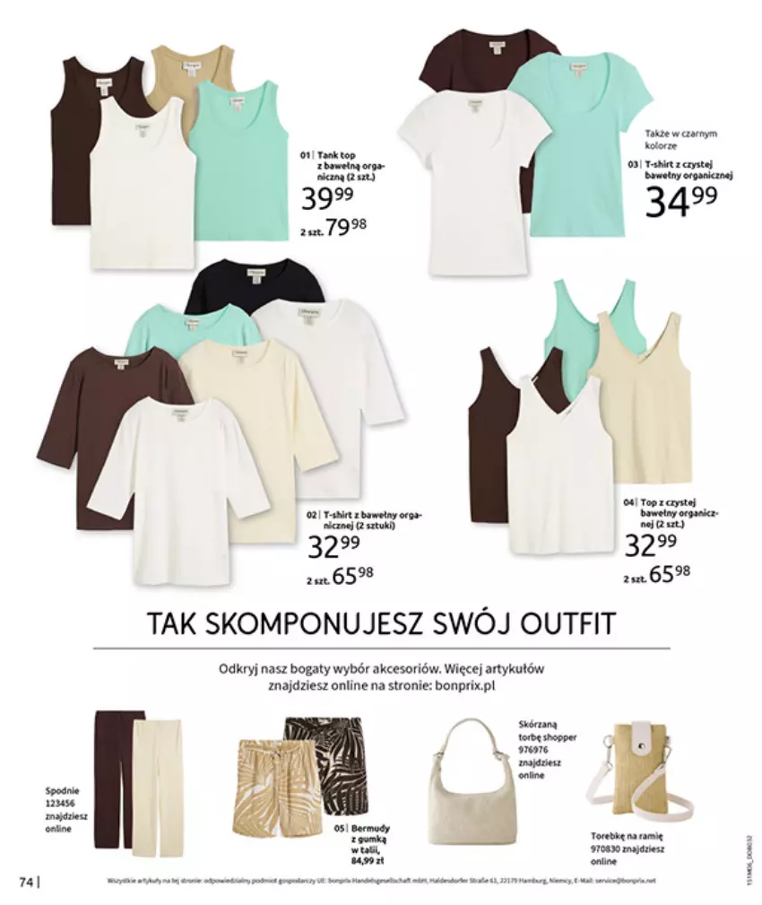 Gazetka promocyjna Bonprix - MODNY LUZ - ważna 15.07 do 25.08.2025 - strona 76 - produkty: Fa, HP, Spodnie, T-shirt, Top