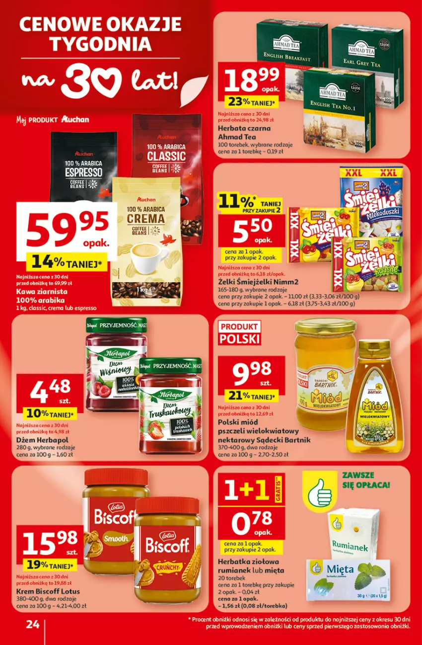 Gazetka promocyjna Auchan - Gazetka 30 Lat Hipermarket Auchan - ważna 29.01 do 04.02.2026 - strona 24 - produkty: BIC, Dżem, Herbapol, Herbata, Herbata czarna, Mięta, Miód, Nektar, Nimm2, Rum, Torebka