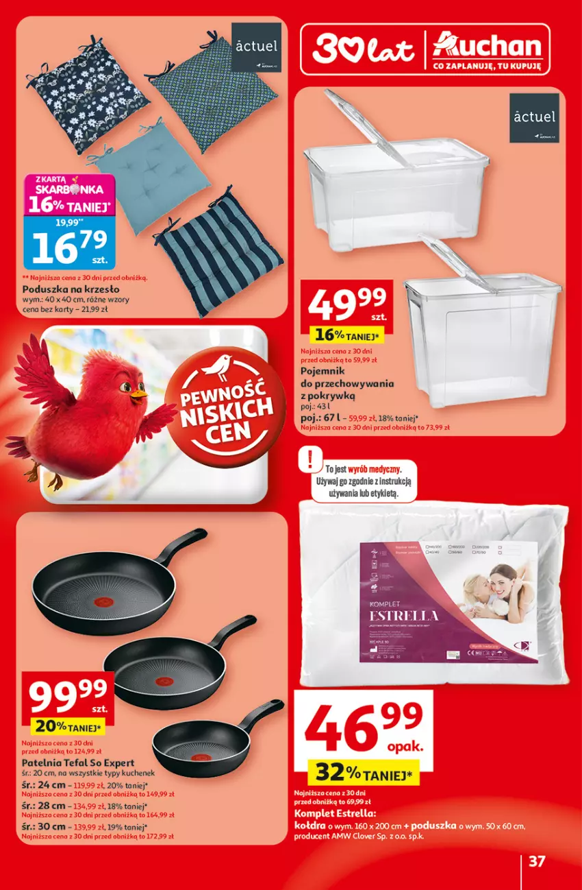 Gazetka promocyjna Auchan - Gazetka 30 Lat Hipermarket Auchan - ważna 29.01 do 04.02.2026 - strona 37 - produkty: Fa, Krzesło, Patelnia, Poduszka, Pojemnik, Pojemnik do przechowywania, Tefal